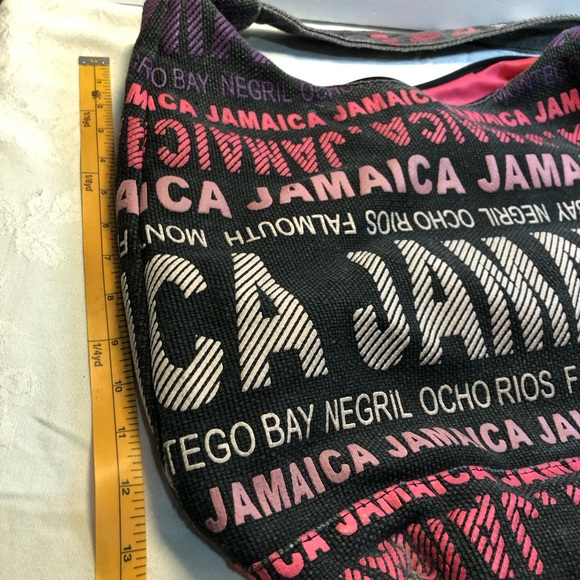 Robin Ruth Cloth Jamaica Shoulder Hobo Tote Black Pink - Picture 10 of 13